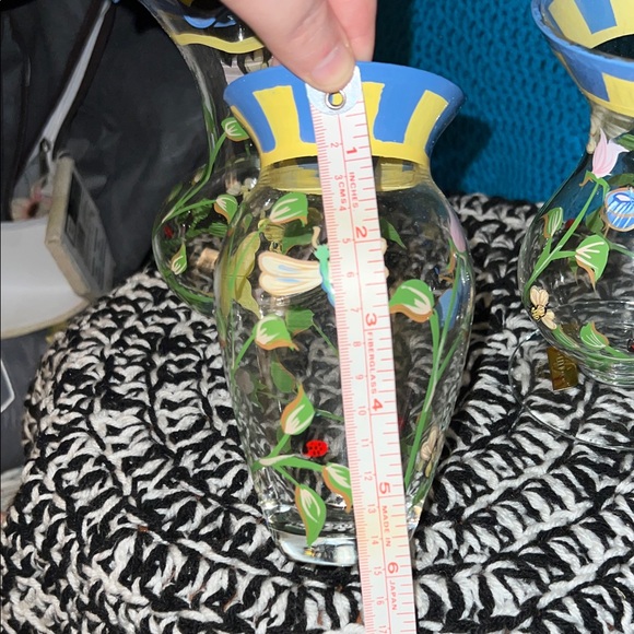 LENOX hand painted vintage Floral Glass Vases set of 3 - Picture 3 of 16